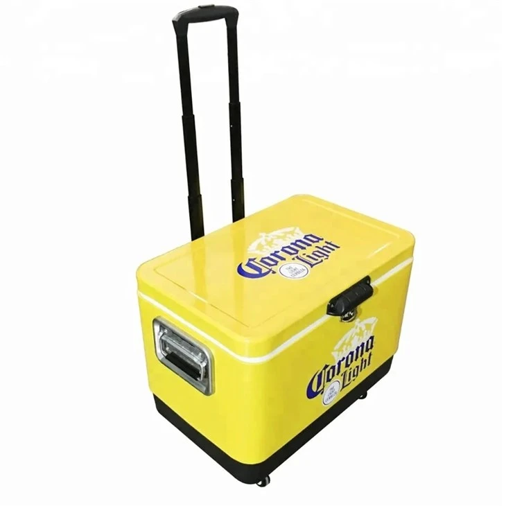 51L Metal Cooler Box With Wheel